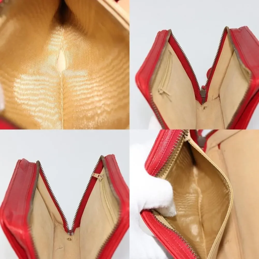 Chanel Lambskin Leather Bicolore Pouch Red